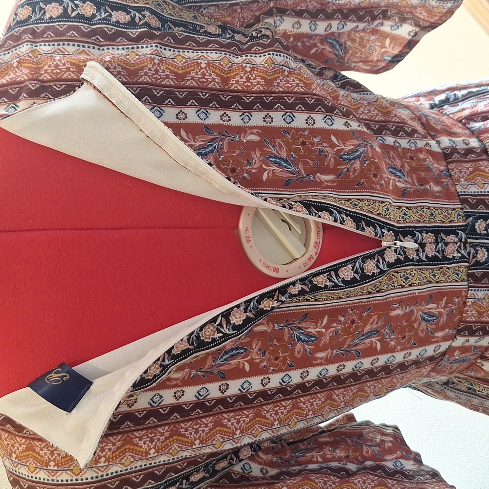 Blue Rain Brown Colorful Dress Garment Size M - Picture 11 of 12